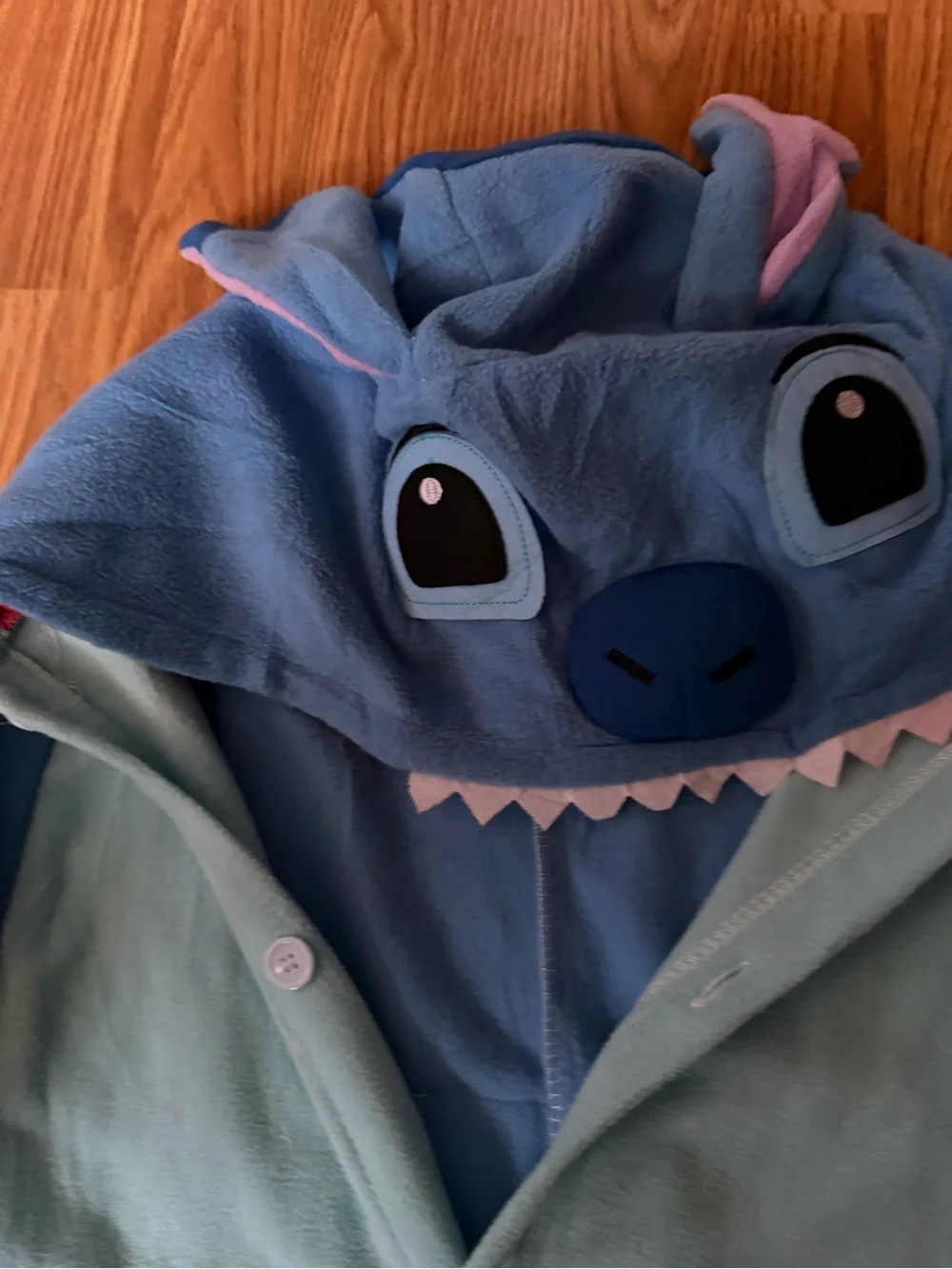 Kids Blue Character Hooded Onesie Costume with Teeth Detail